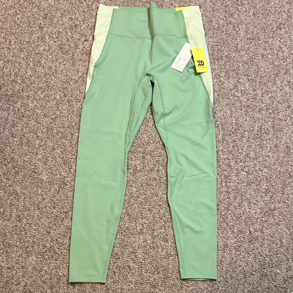 all in motion Mint Green Leggings with Cream Side Panels
